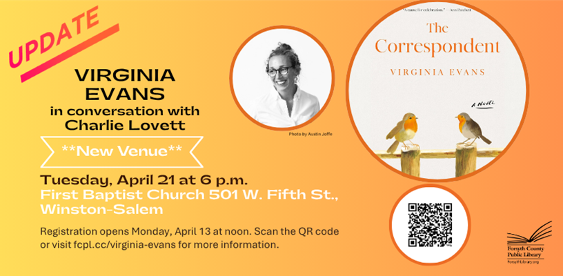 Virginia Evans event moves to larger location; registration reopens Mon., April 13